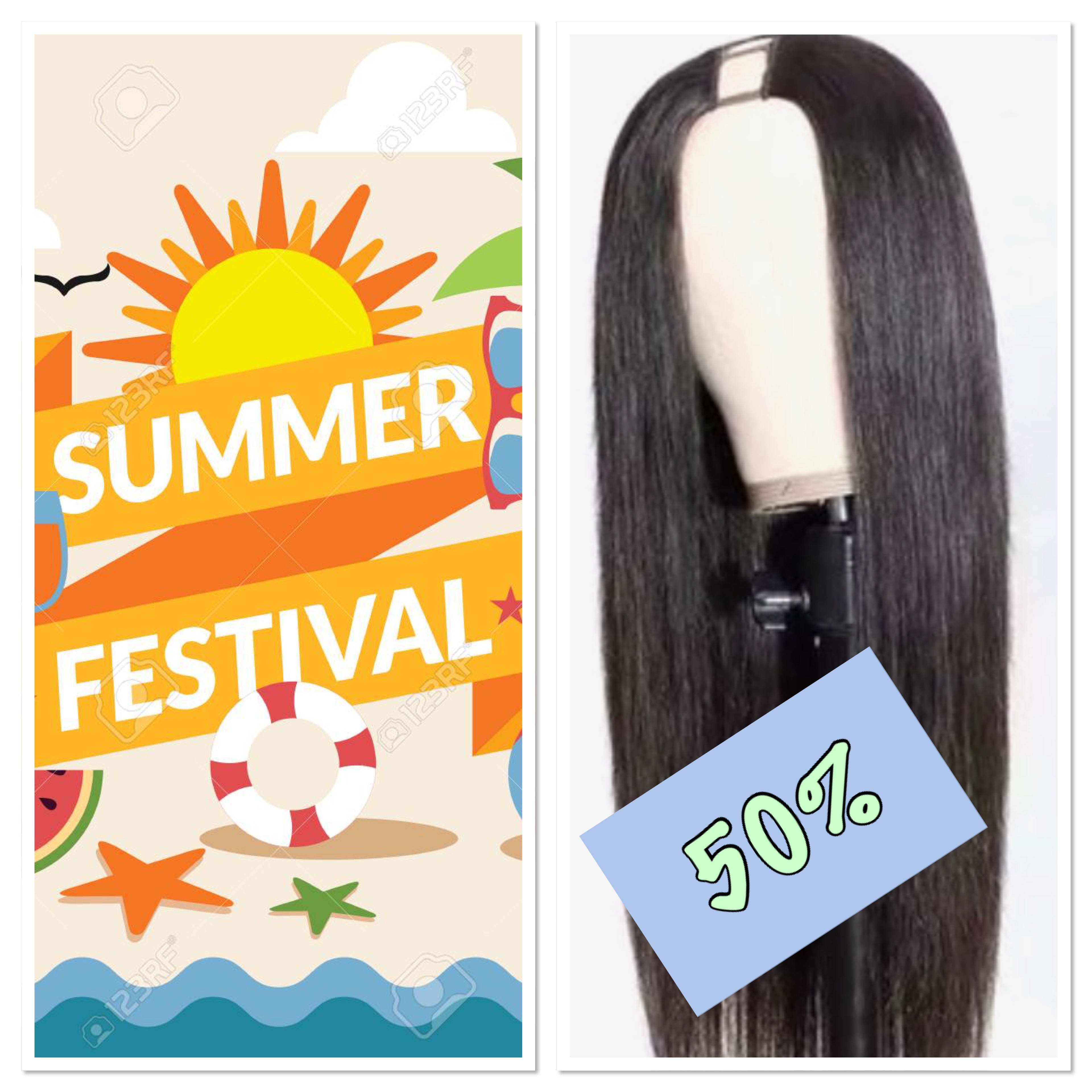 Summer Festival U-Part Hairpiece 100%Human Hair