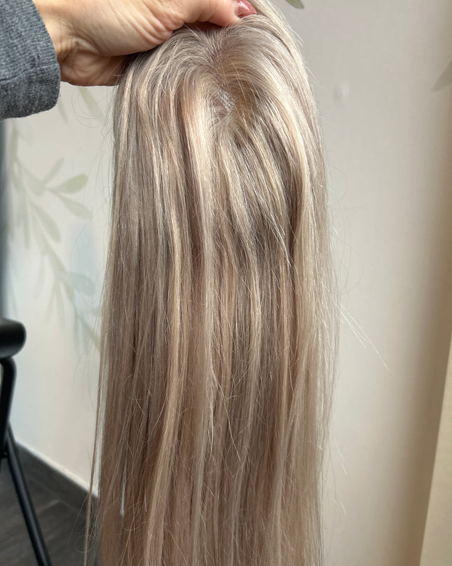 Human Hair handmade topper Silver