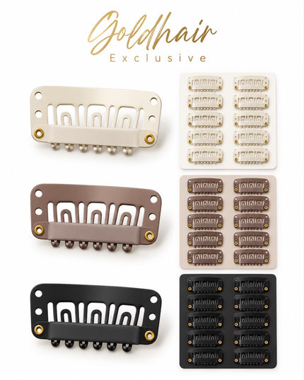 Goldhair Exclusive Clip-in Extension Clips met Antislip 10 Stuks