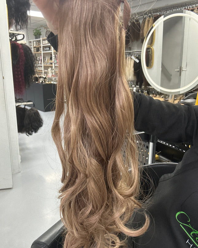 Ponytail extensions fiber hair caramel 60cm body