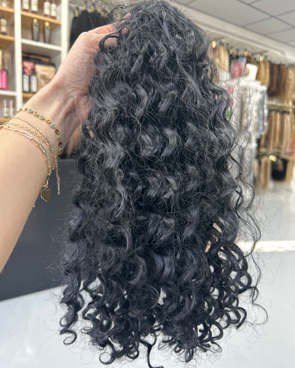 Salon exclusive drawstring fiber ponytail 45cm deep Black