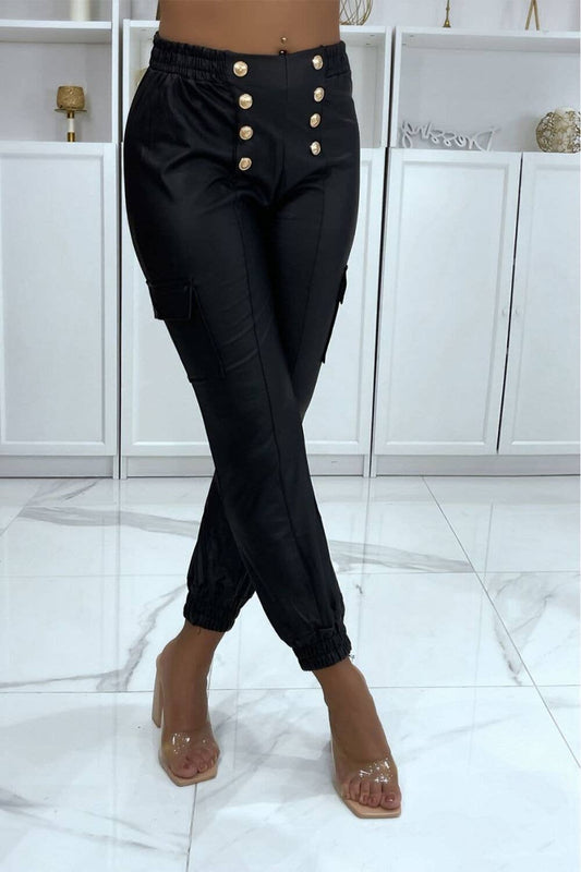 Leana Black Pants With Buttons