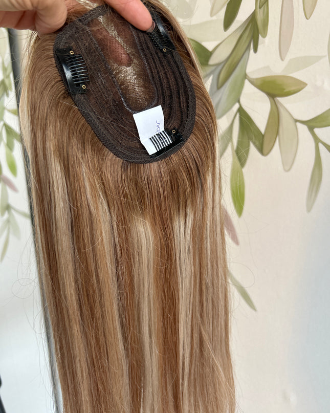 Human Hair handmade topper chestnut / blond mix