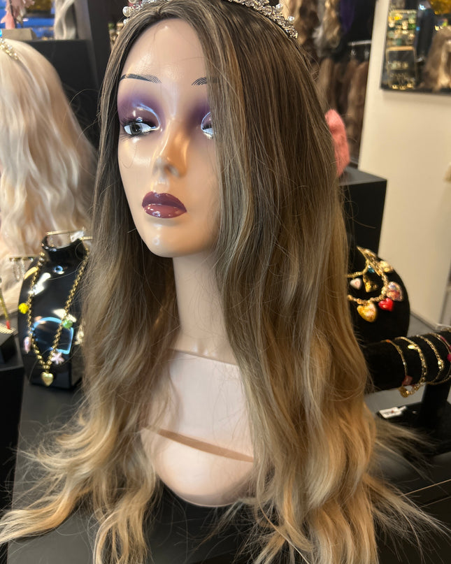 Fiber extensions Full wig balayage light sand