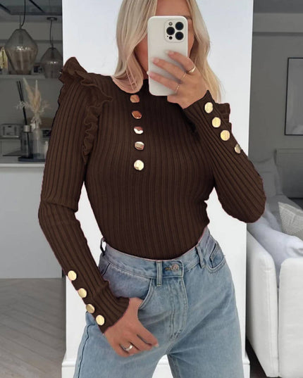 Dieda Top With Golden Buttons&Ruches