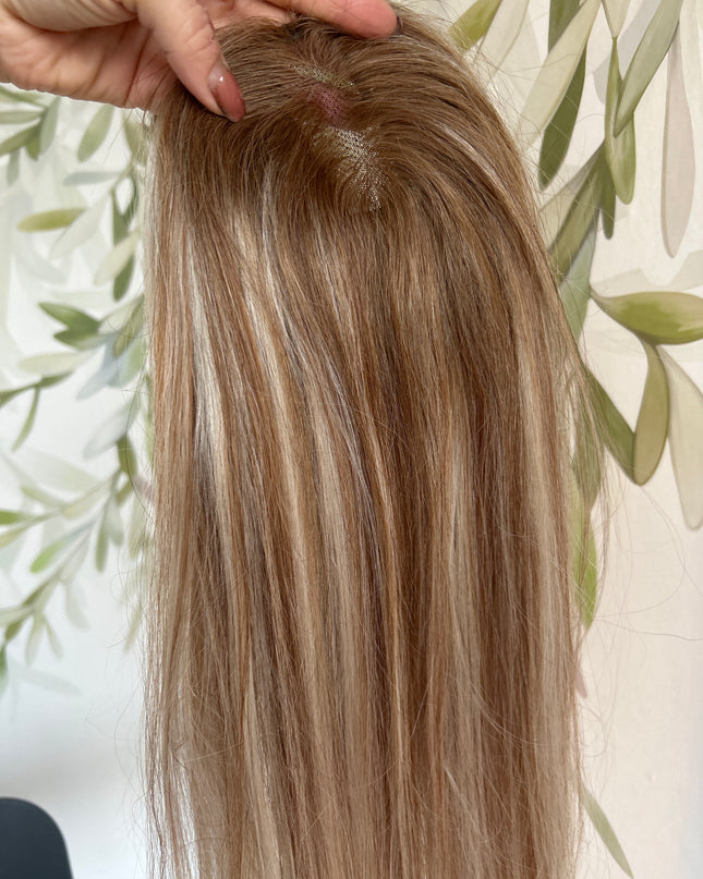 Human Hair handmade topper chestnut / blond mix