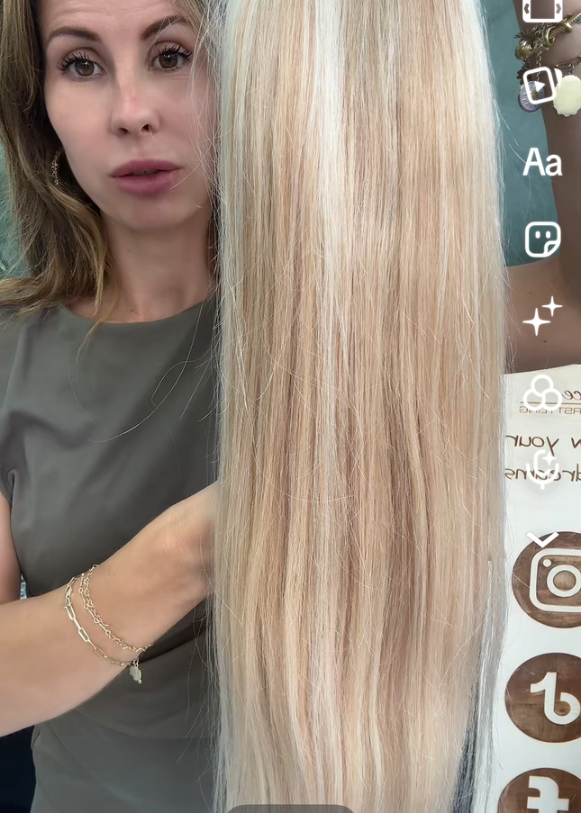 V-part extensions 100% human hair Sunset blond mix