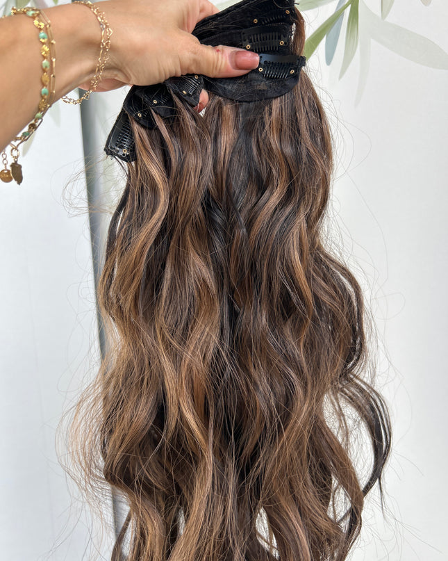 4 Delig Clip-in extensions Fiber Set brown mix