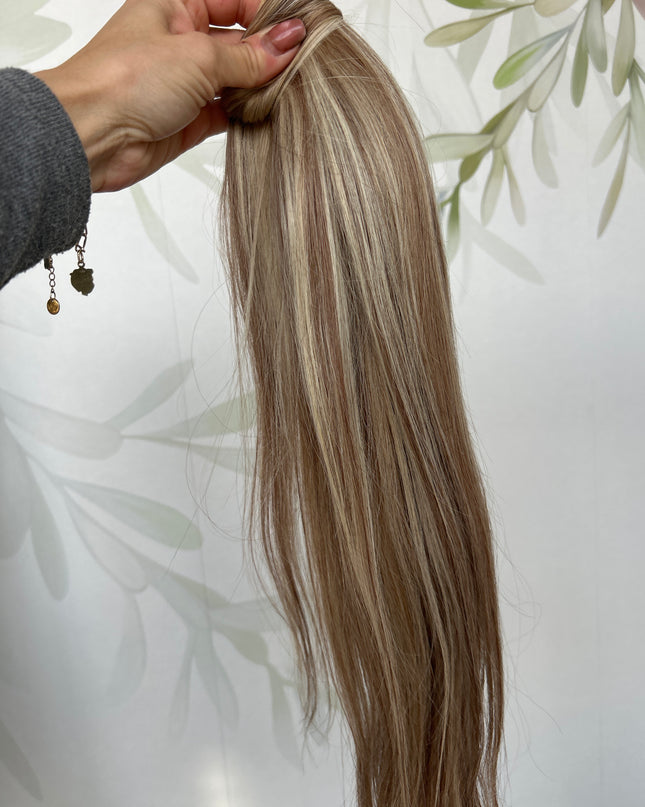 Human Hair Ponytail Wrap Around 50cm natural blond mix