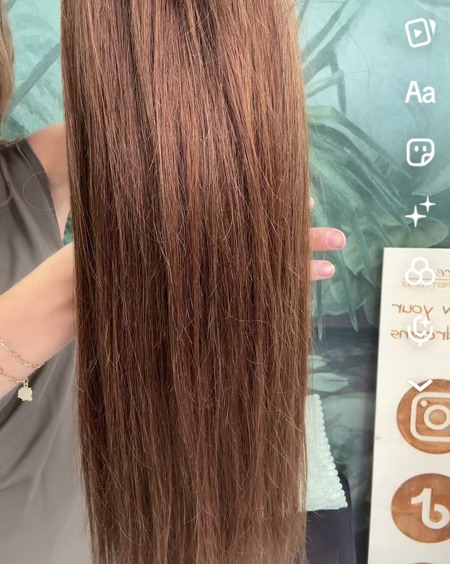 V-part extensions 100% human hair hazel