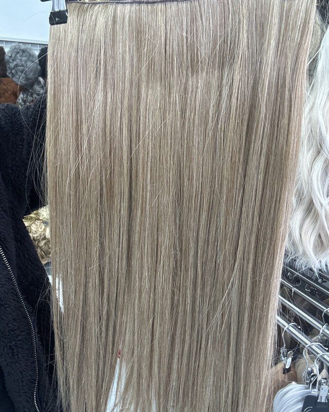 Clip-in extensions one piece fiber hair straight dirty  blond