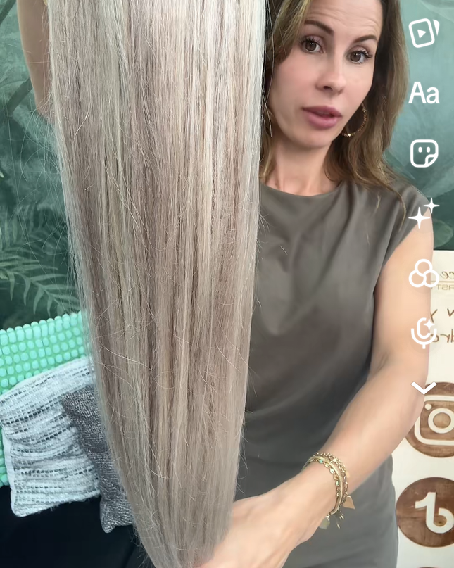 V-part extensions 100% human hair ash blond mix