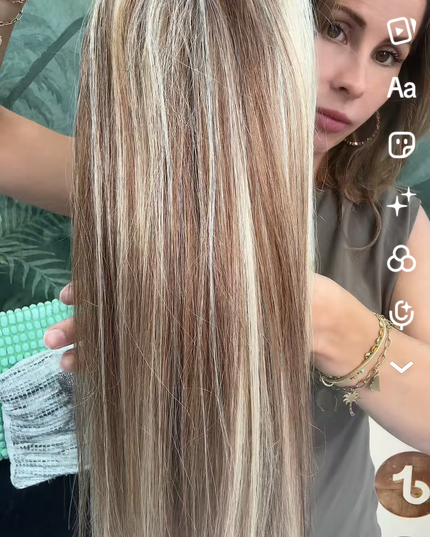 V-part extensions 100% human hair brown/highlights