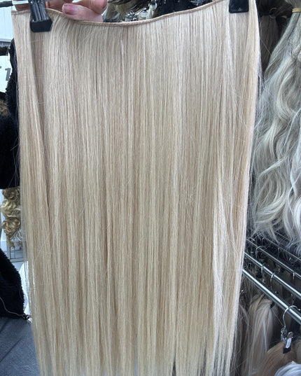 Clip-in extensions one piece fiber hair straight Summer blond