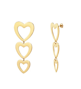 Ellen Earrings Stainless Steel Hearts Gold