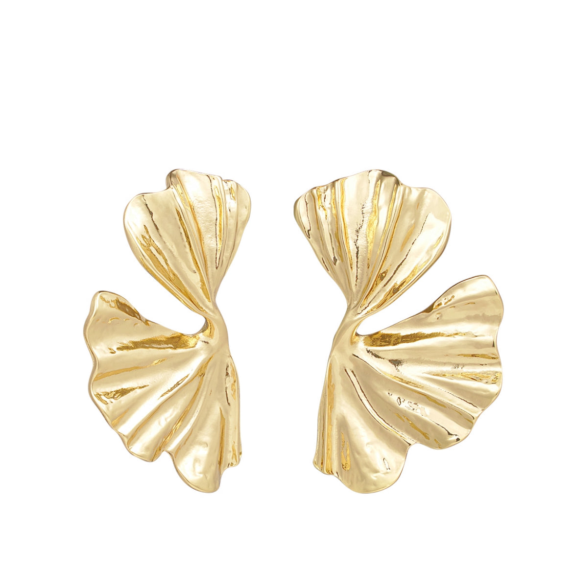 Margrita Earrings Gold Flower Leaf
