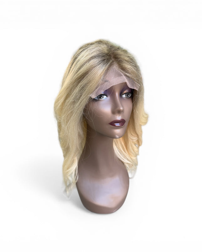 Goldhair exclusive human hair wig blond / roots shadow