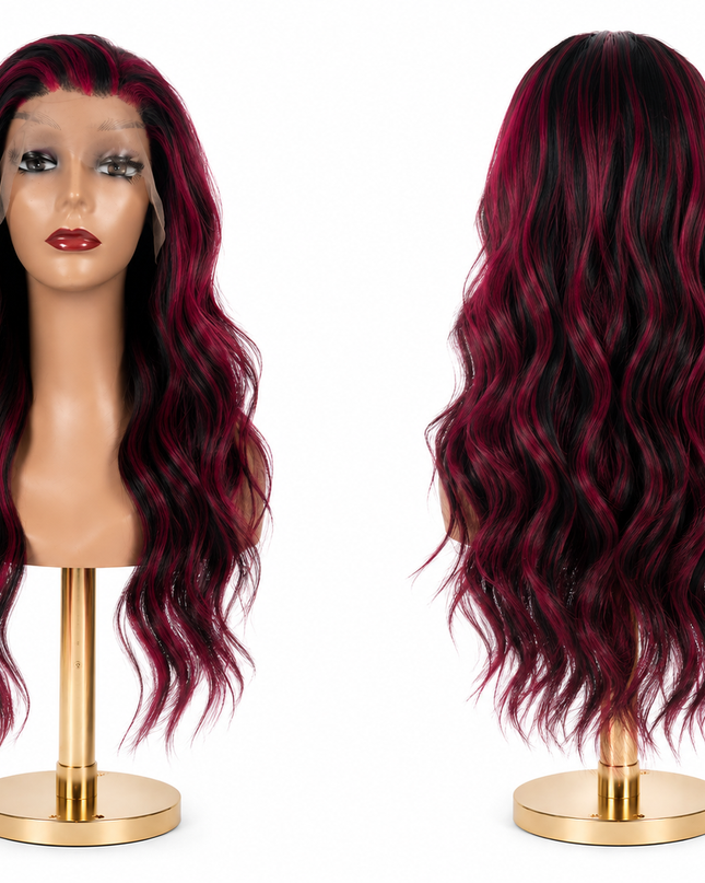 Goldhair Exclusive Human Hair Wig 1/1B/DarkRed 50cm
