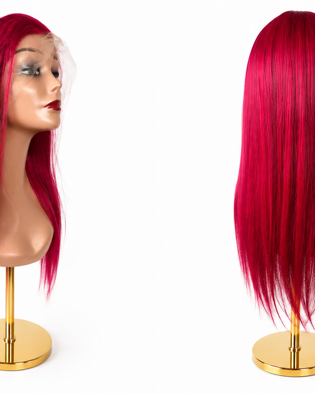 Goldhair Exclusive Human Hair Wig Dark Red / Light Red 50cm
