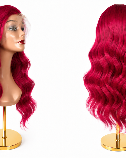 Goldhair Exclusive Human Hair Wig Dark Red / Light Red 50cm