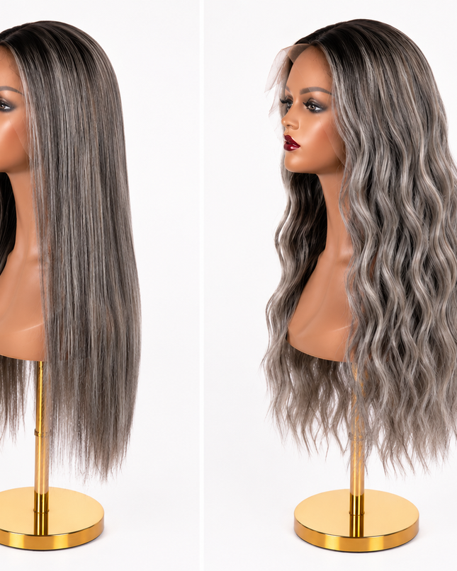 Goldhair Exclusive Human Hair Wig 1B/60Ash 50cm