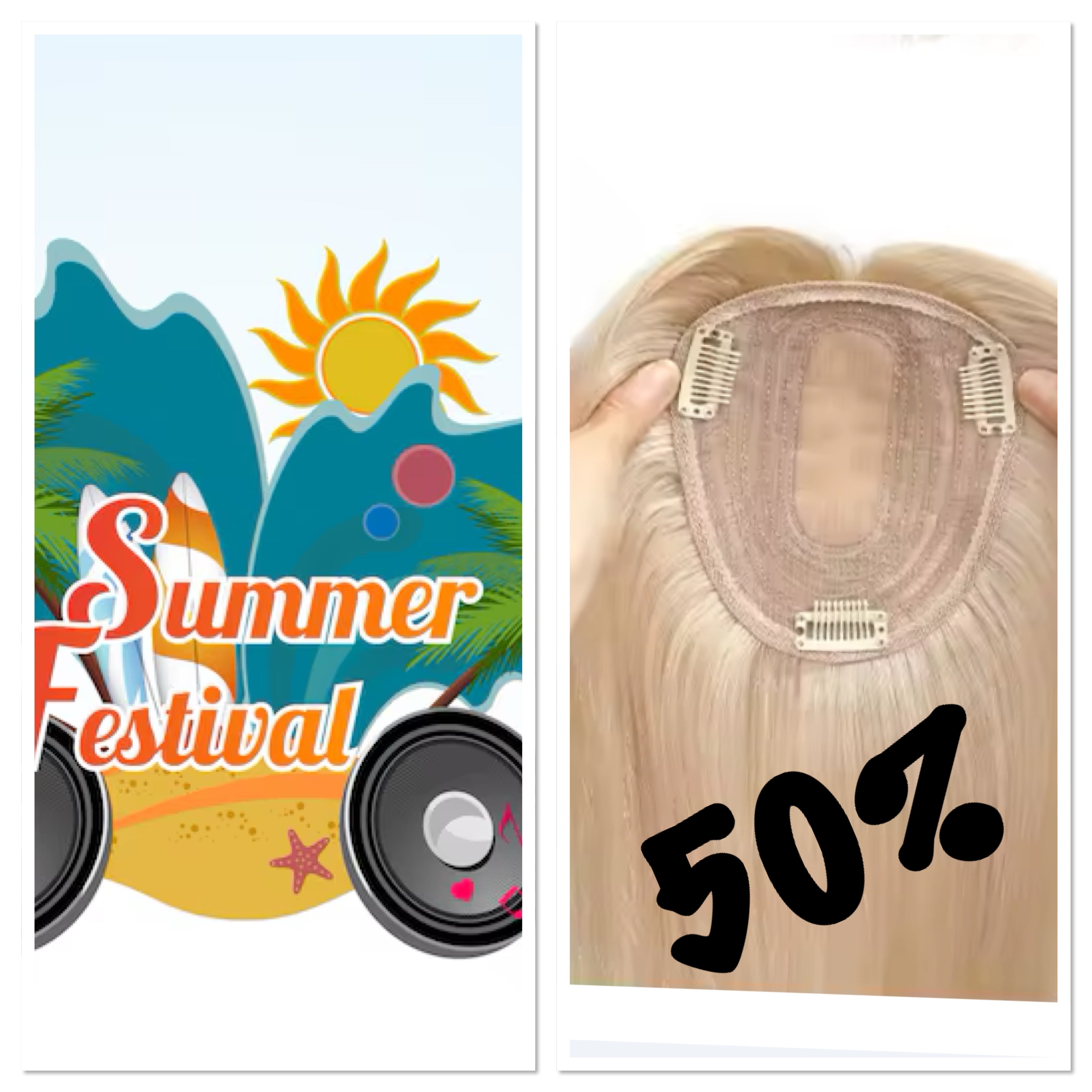 Summer Festival Hair Topper 100%Human Hair