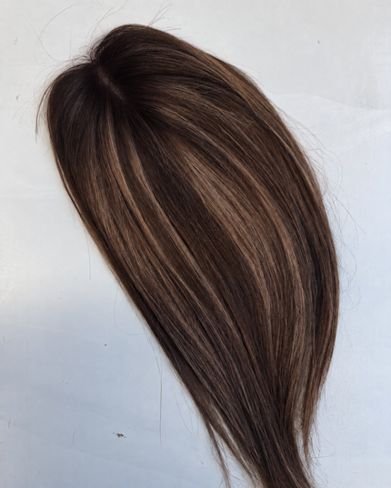Goldhair exclusive handmade topper human hair dark Roots brown mix