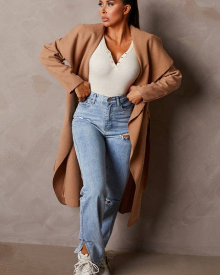 Silvi long sleeve jacket with belt and shawl collar