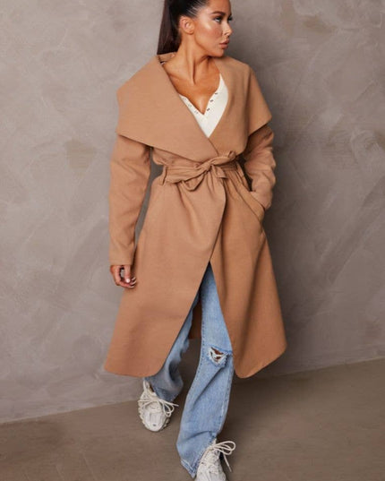 Silvi long sleeve jacket with belt and shawl collar